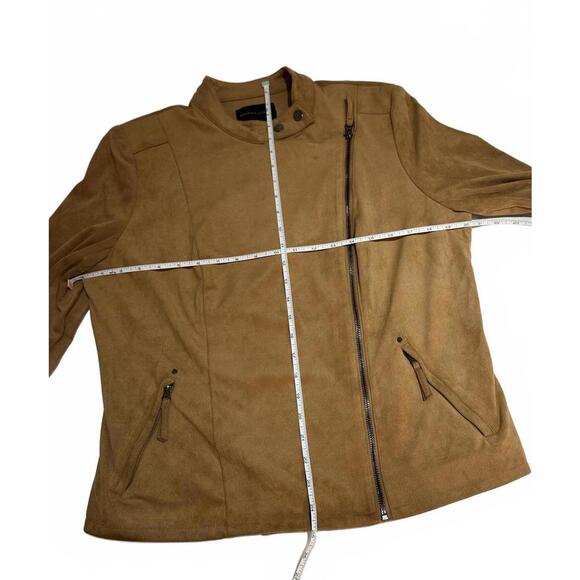 Adrienne Vittadini Brown Suede Moto Jacket for Women- Large - Picture 7 of 9